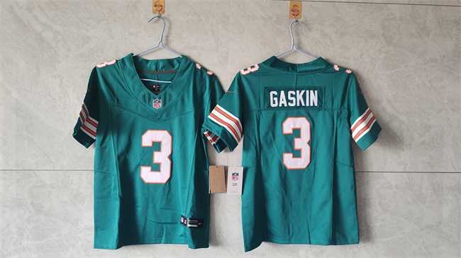 Womens Miami Dolphins #3 Myles Gaskin Aqua 2024 F.U.S.E Vapor Untouchable Stitched Jersey